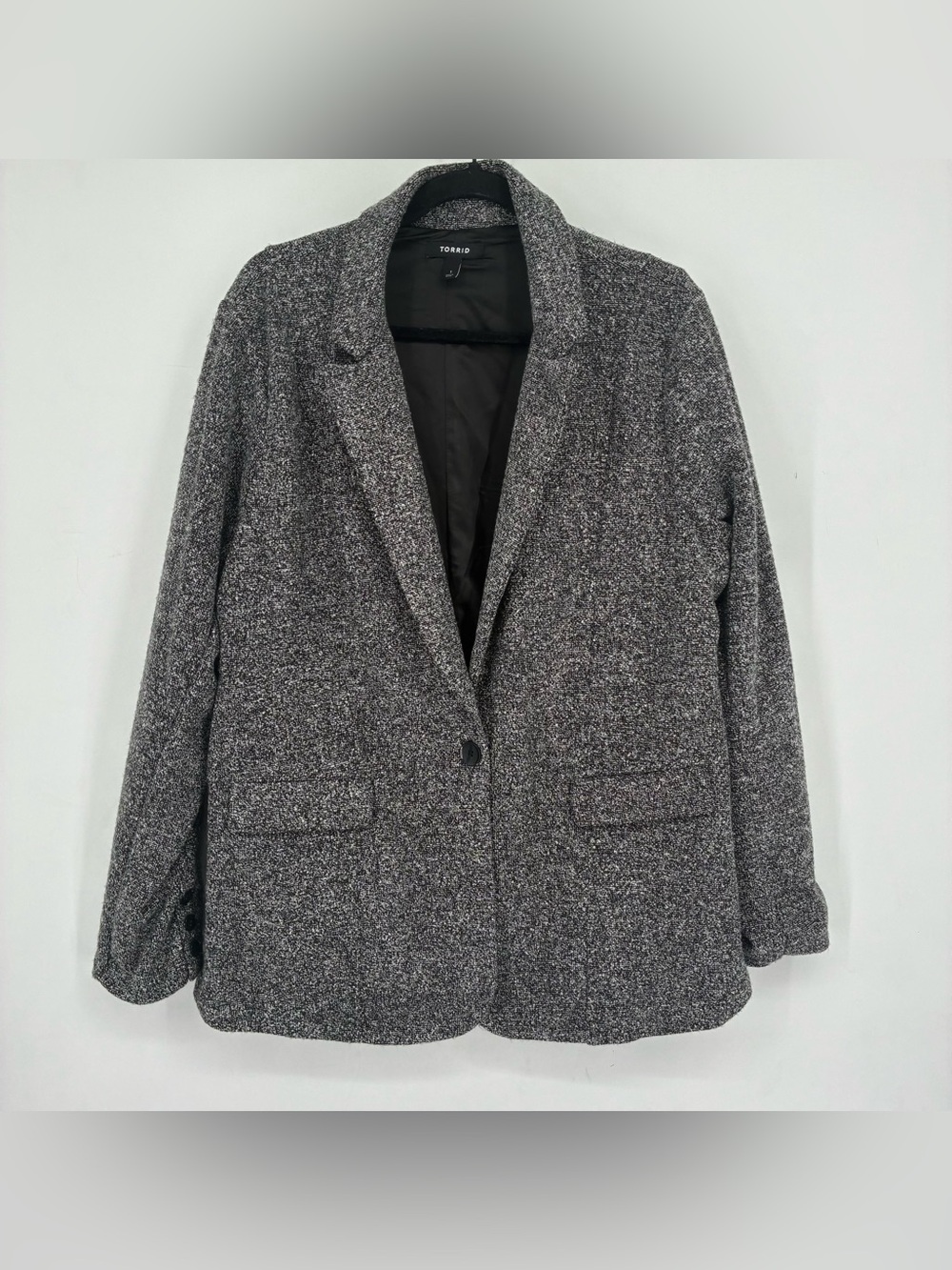 Torrid Large 0 Gray Blazer Jacket Career Business Casual Button Preppy